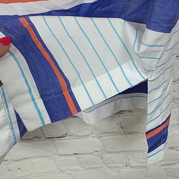 Tommy Bahama Ladies Aqua Blue Seaside Stripe Sleeveless Tunic Blouse Summer Top - Picture 6 of 11